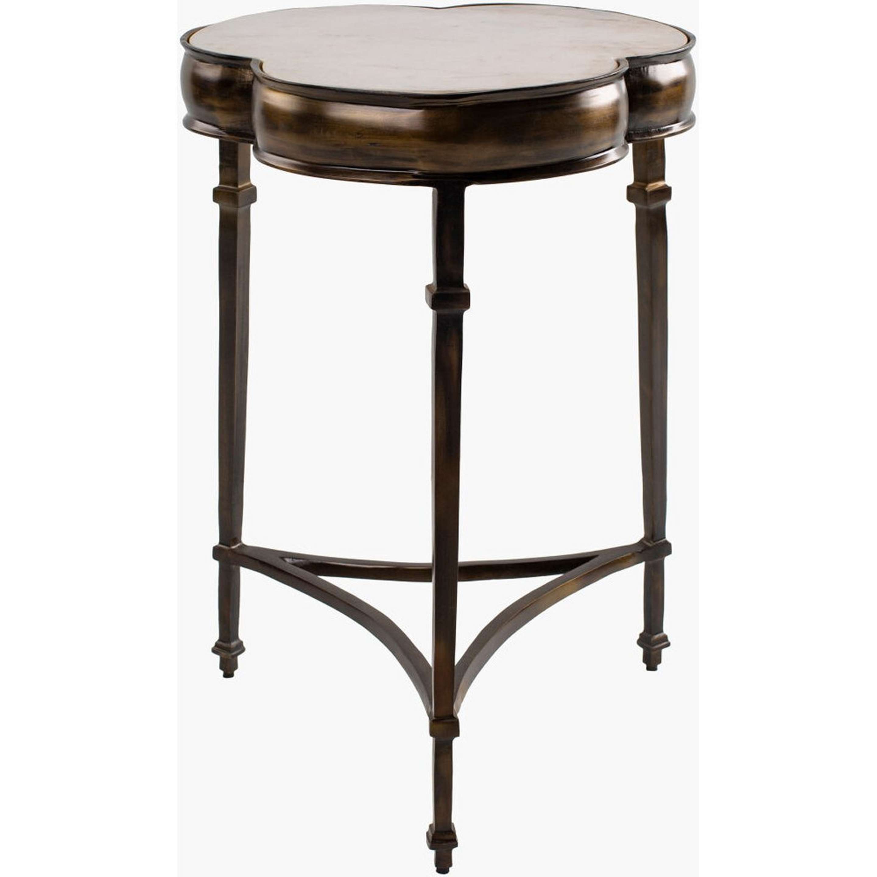 A Roberta End Table with White Marble / Aged Brass color