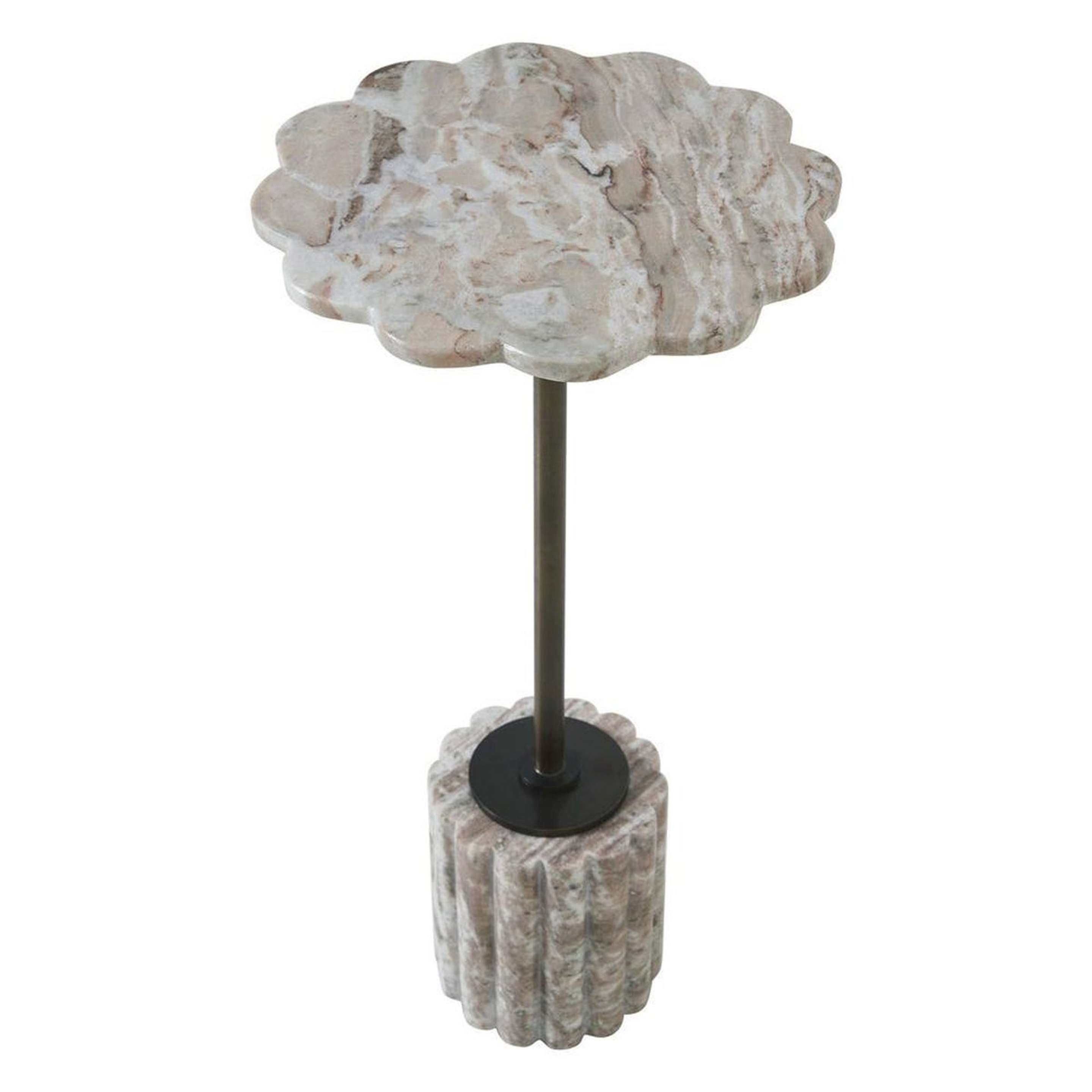 A Cassis Drink Table with Marble / Bronze color