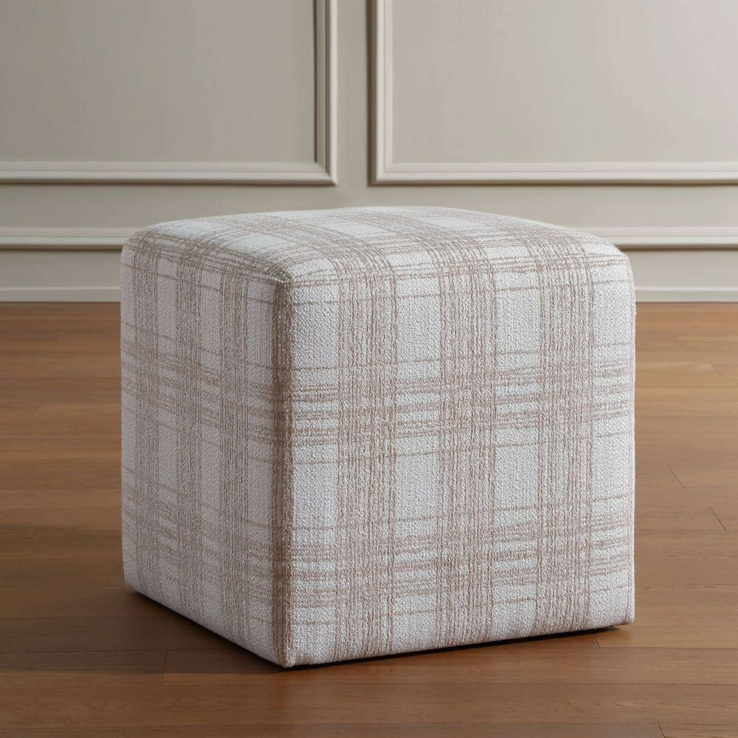 A Harolyn Plaid Ottoman with Beige color