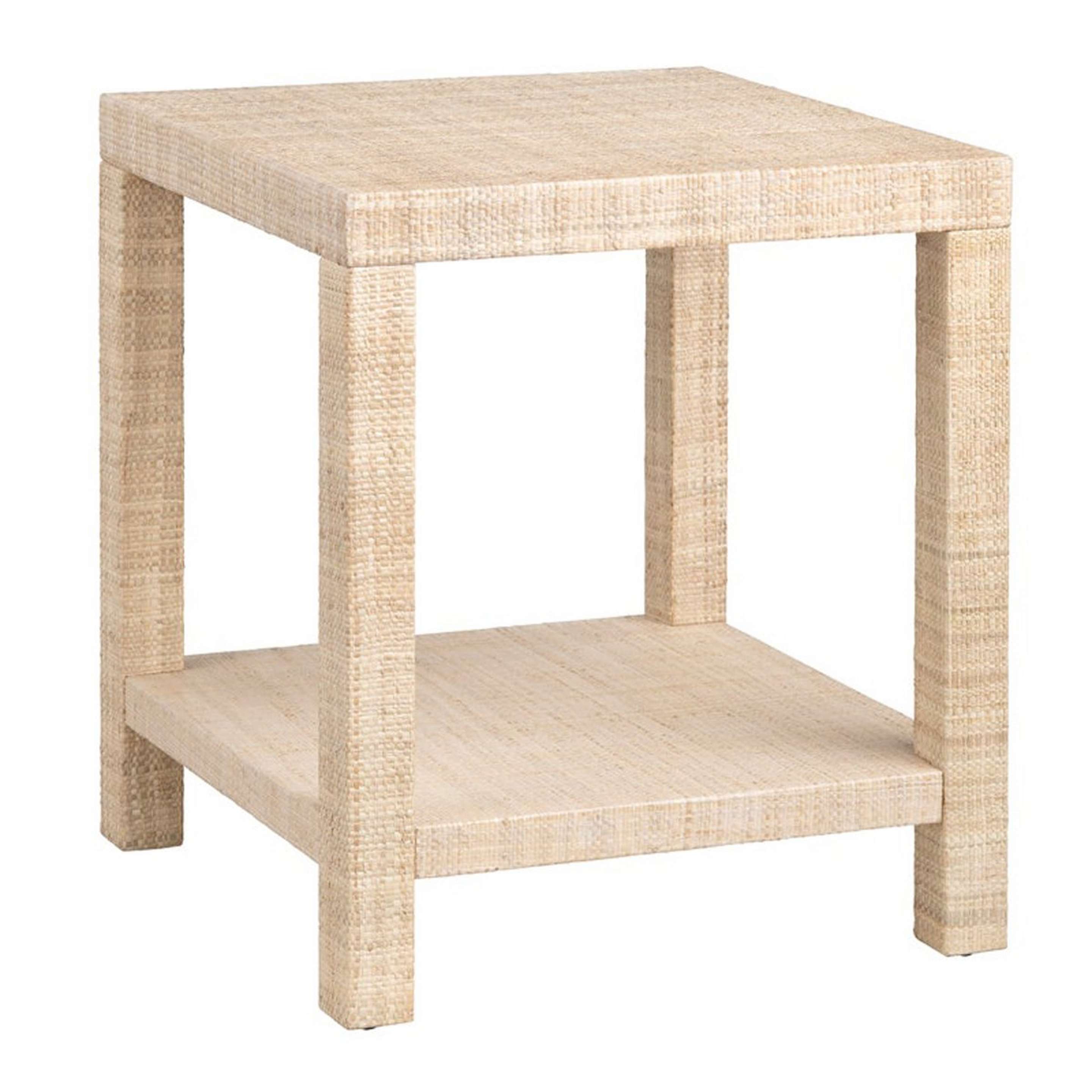 A Harpswell Side Table with Beige Rattan color