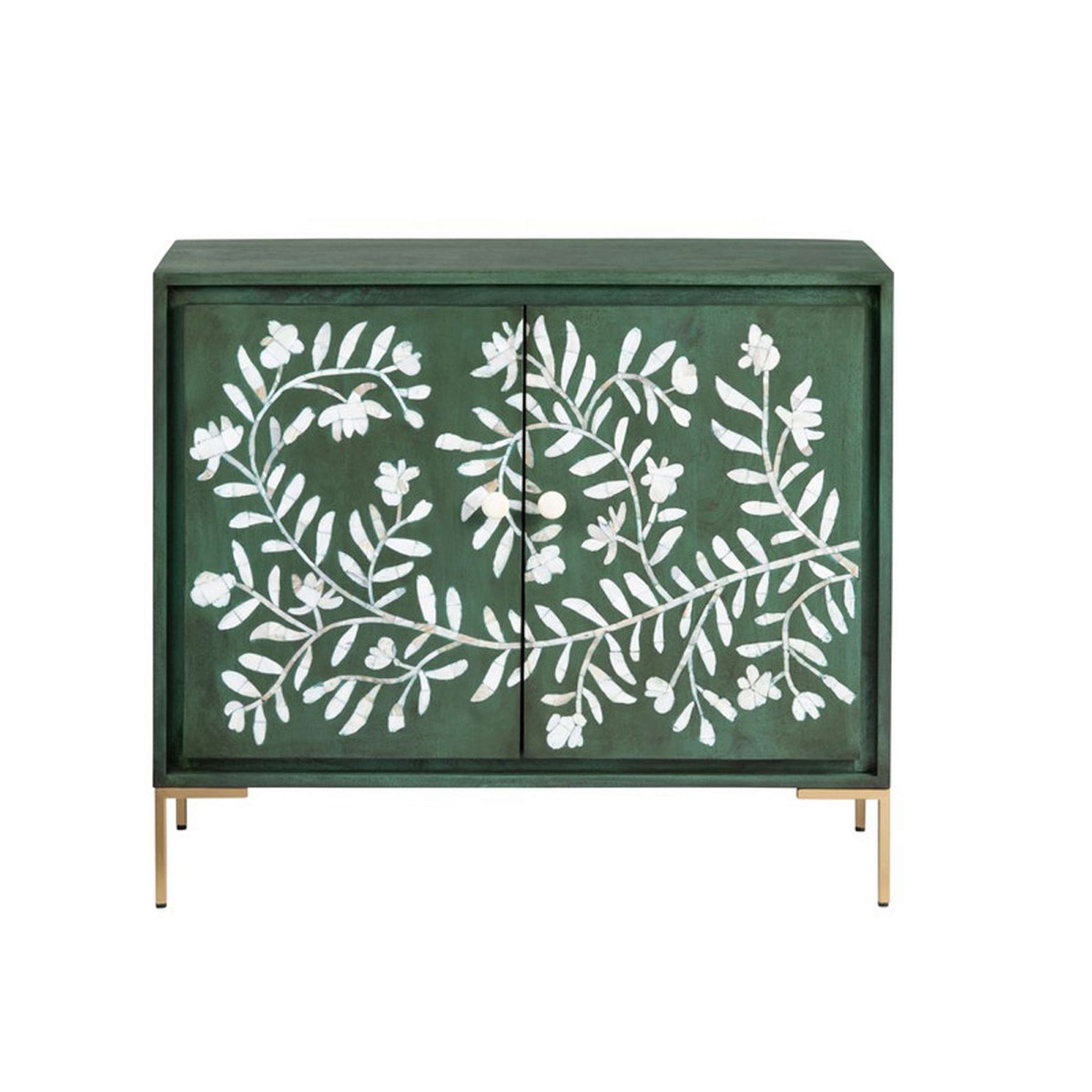 A Odhran Accent Cabinet with Green / Bone / Gold color