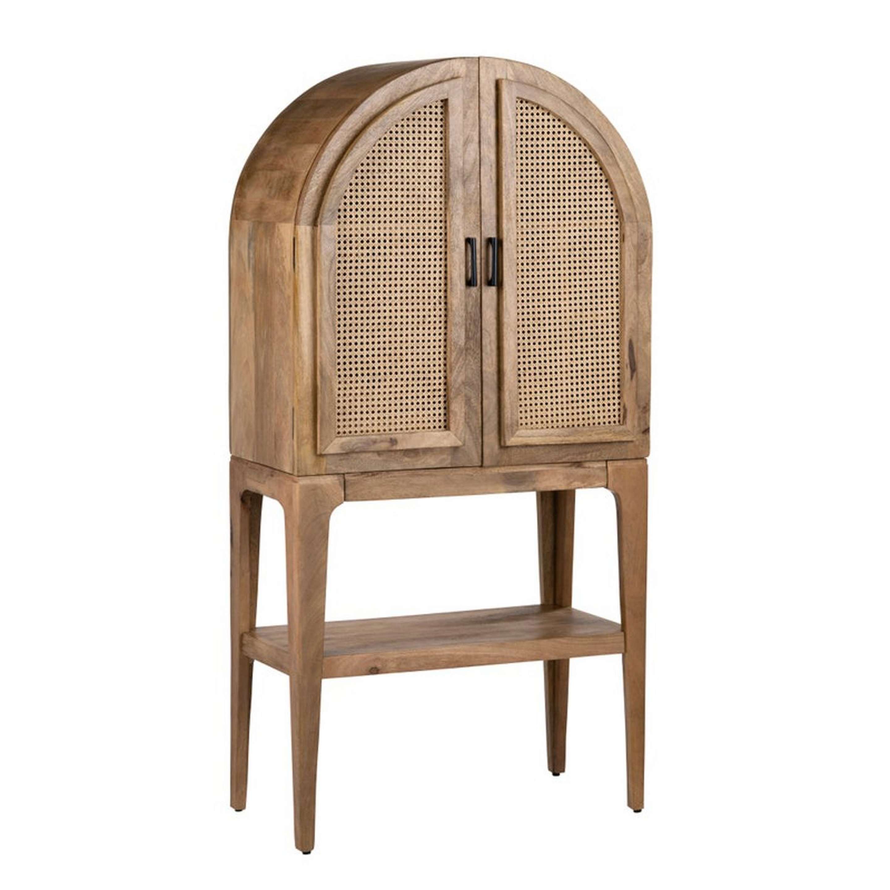 A Himitsu Bar Caninet with Wood / Cane / Brass color