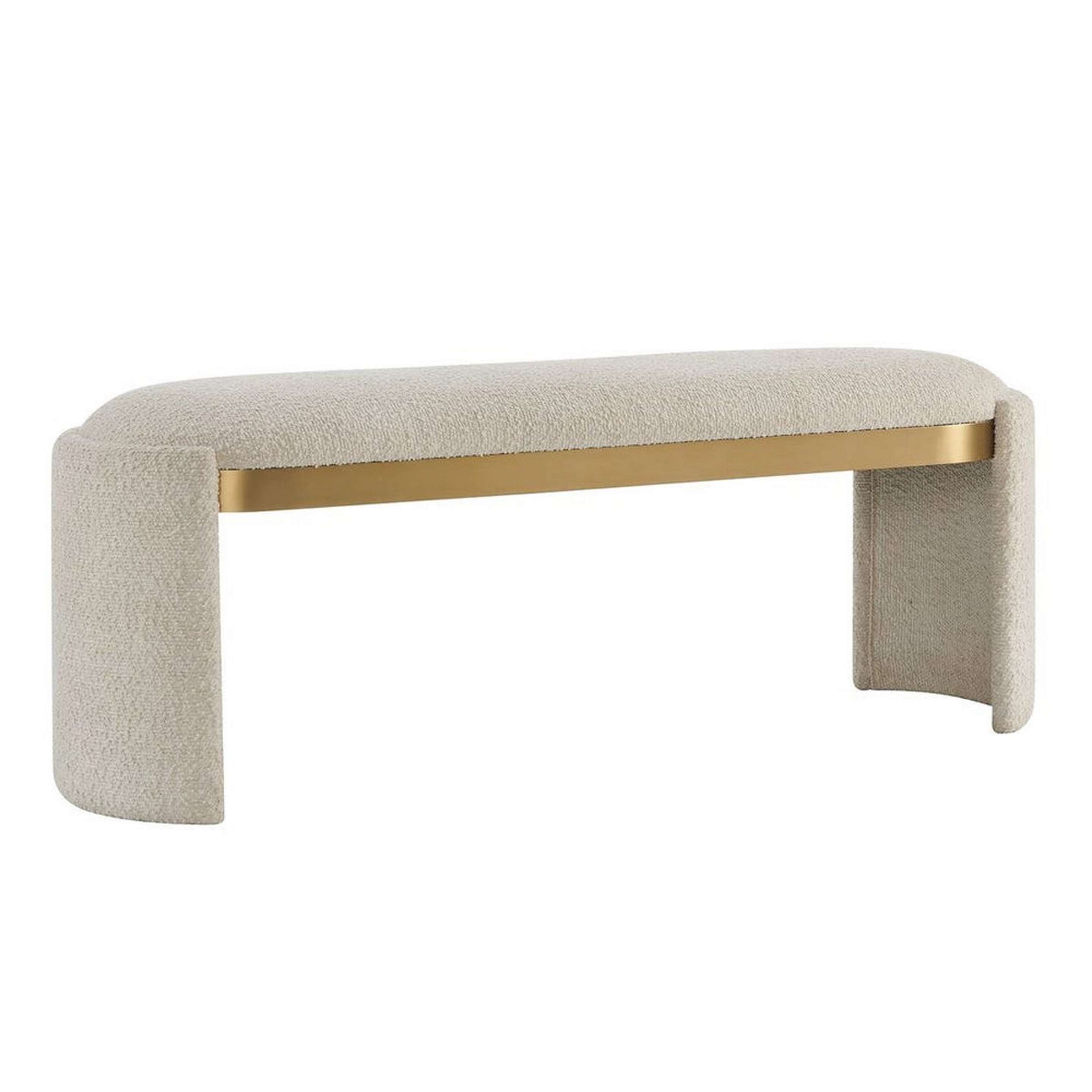 A Christabel Bench with Beige Upholstery / Brass color