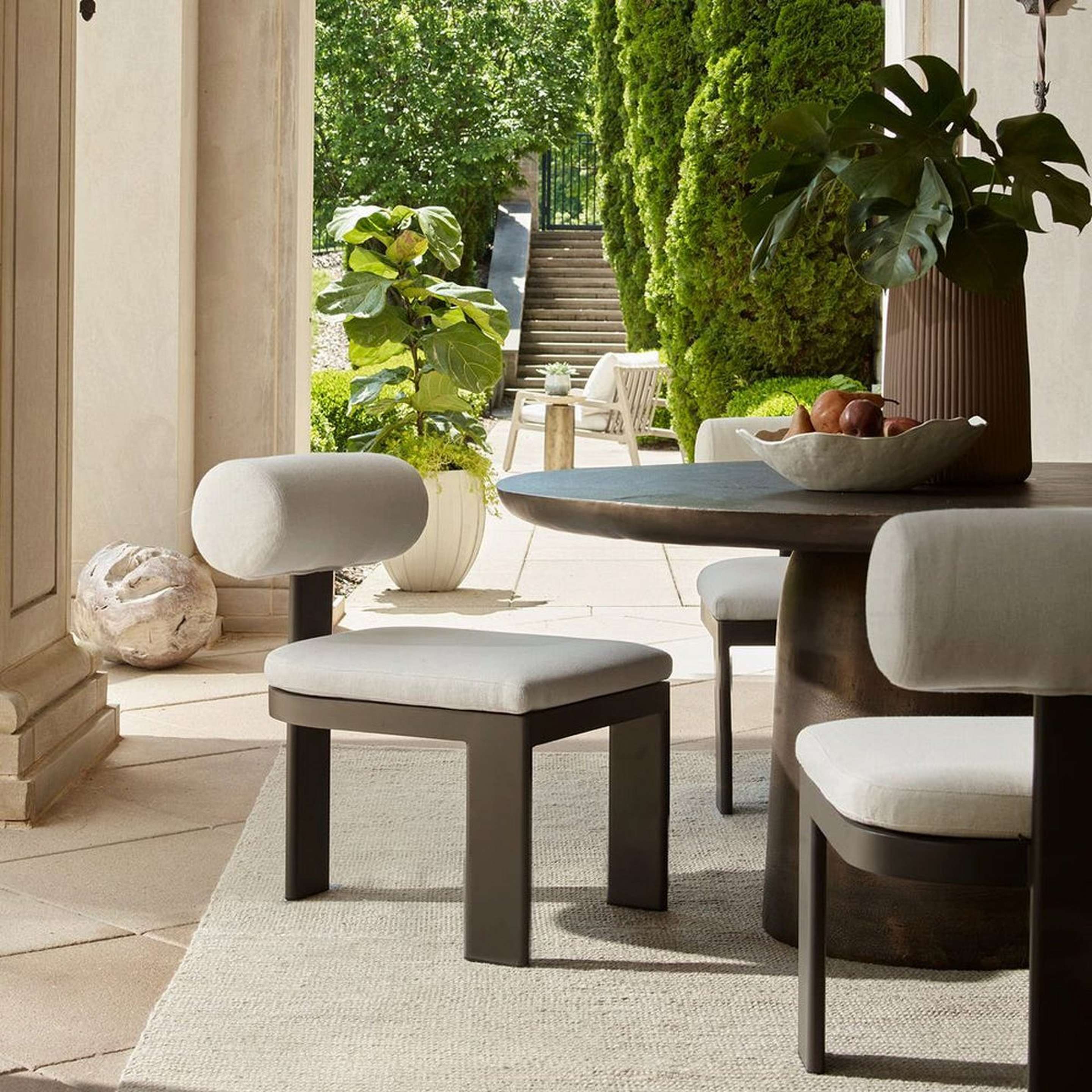 A Bellingham Outdoor Dining Chair with White / Black color