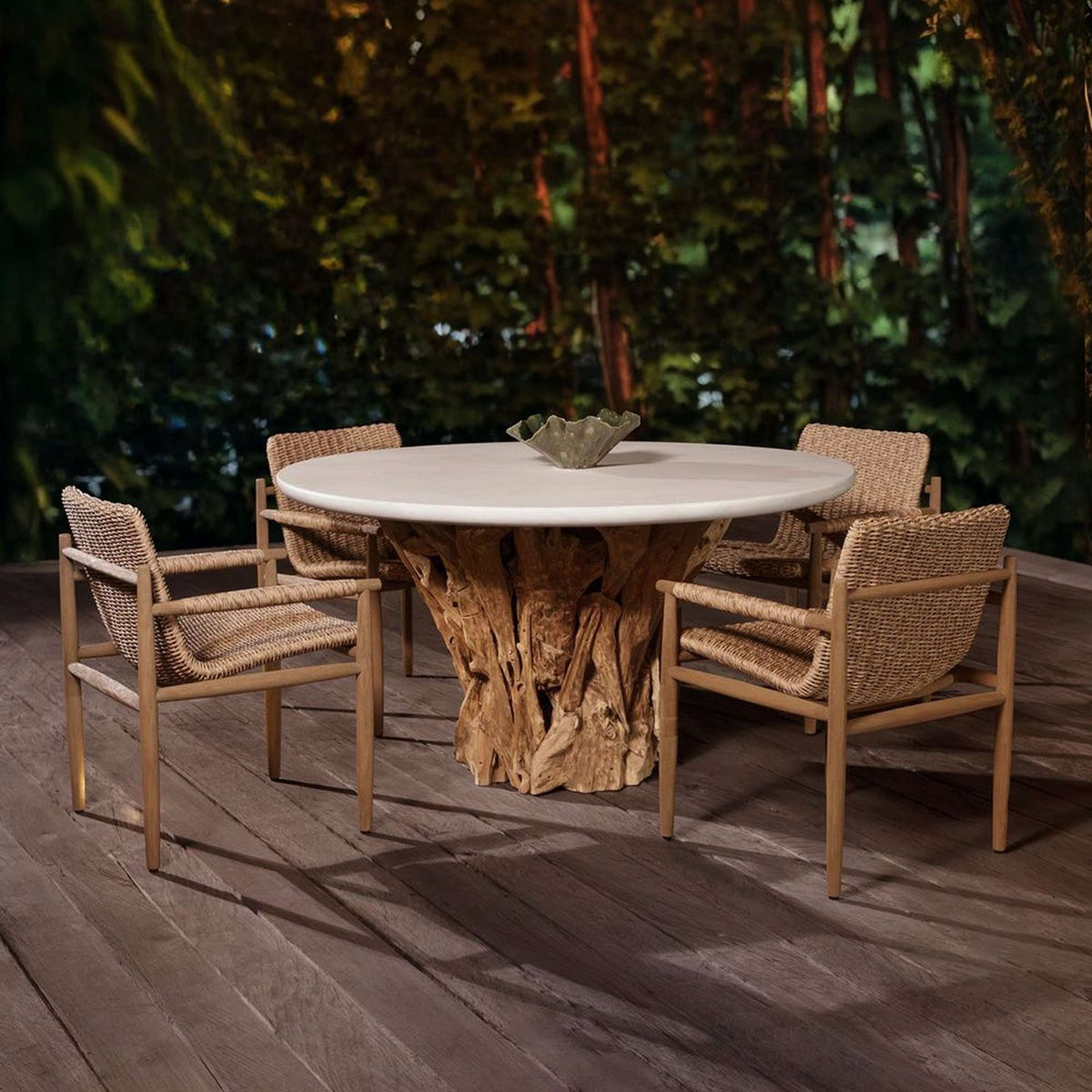 A Esteban Outdoor Dining Table with Natural Teak / Warm White color