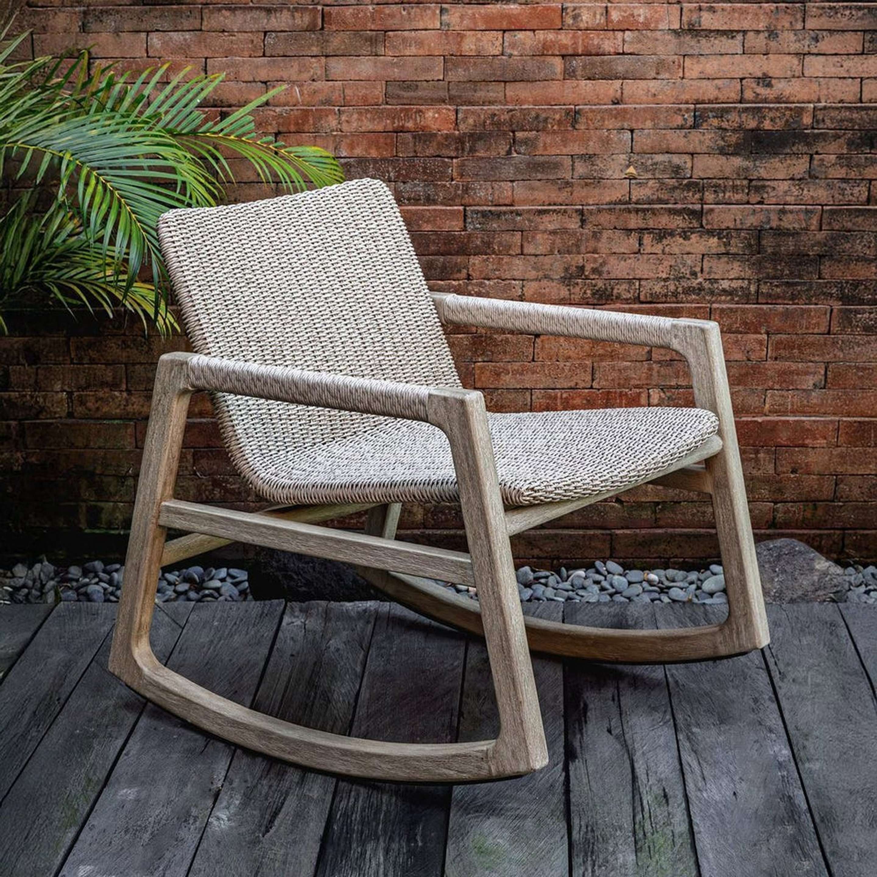 A Fedwa Outdoor Rocking Chair with Gray Wash color