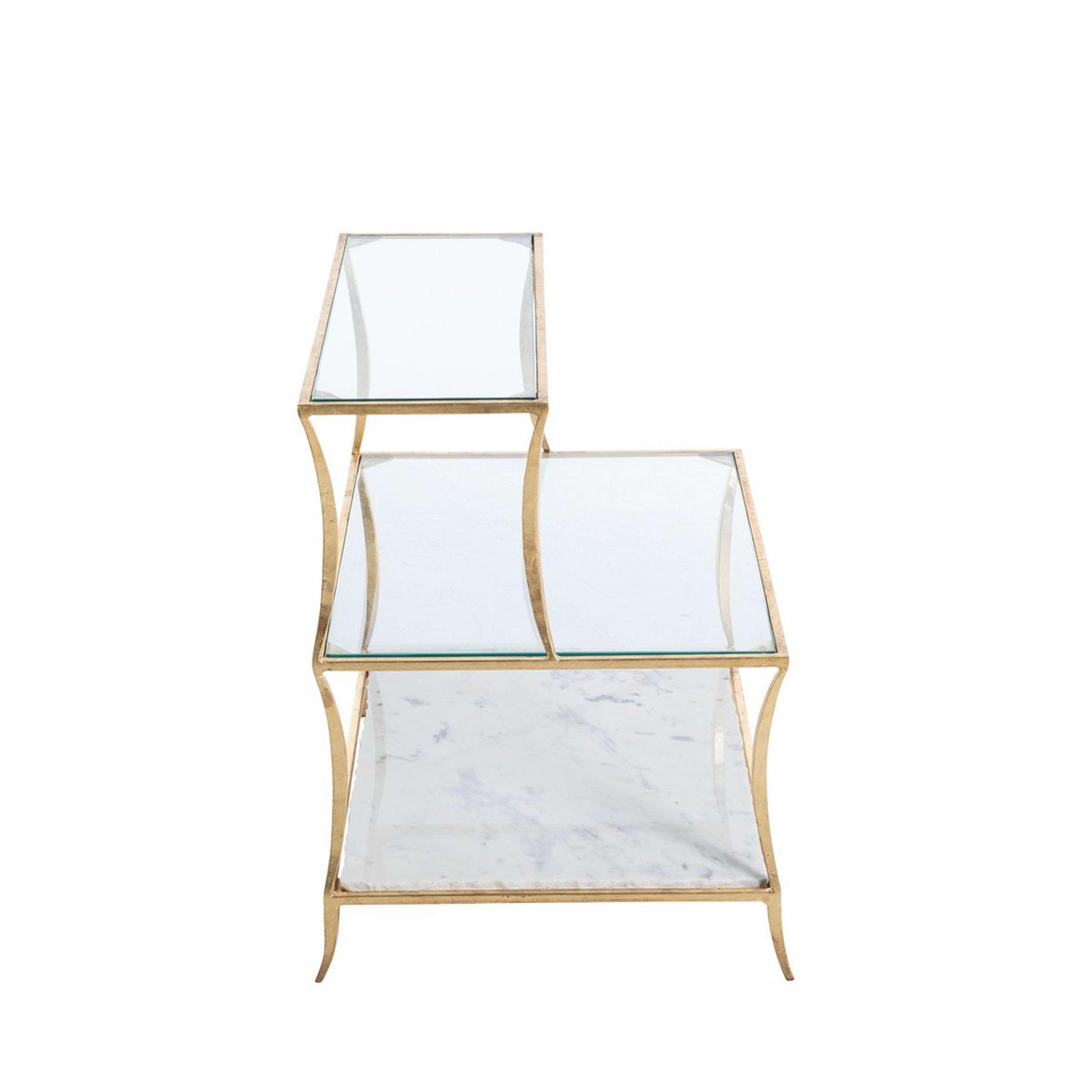 A Bouvier Side Table with Gold Leaf / Glass / White Marble color