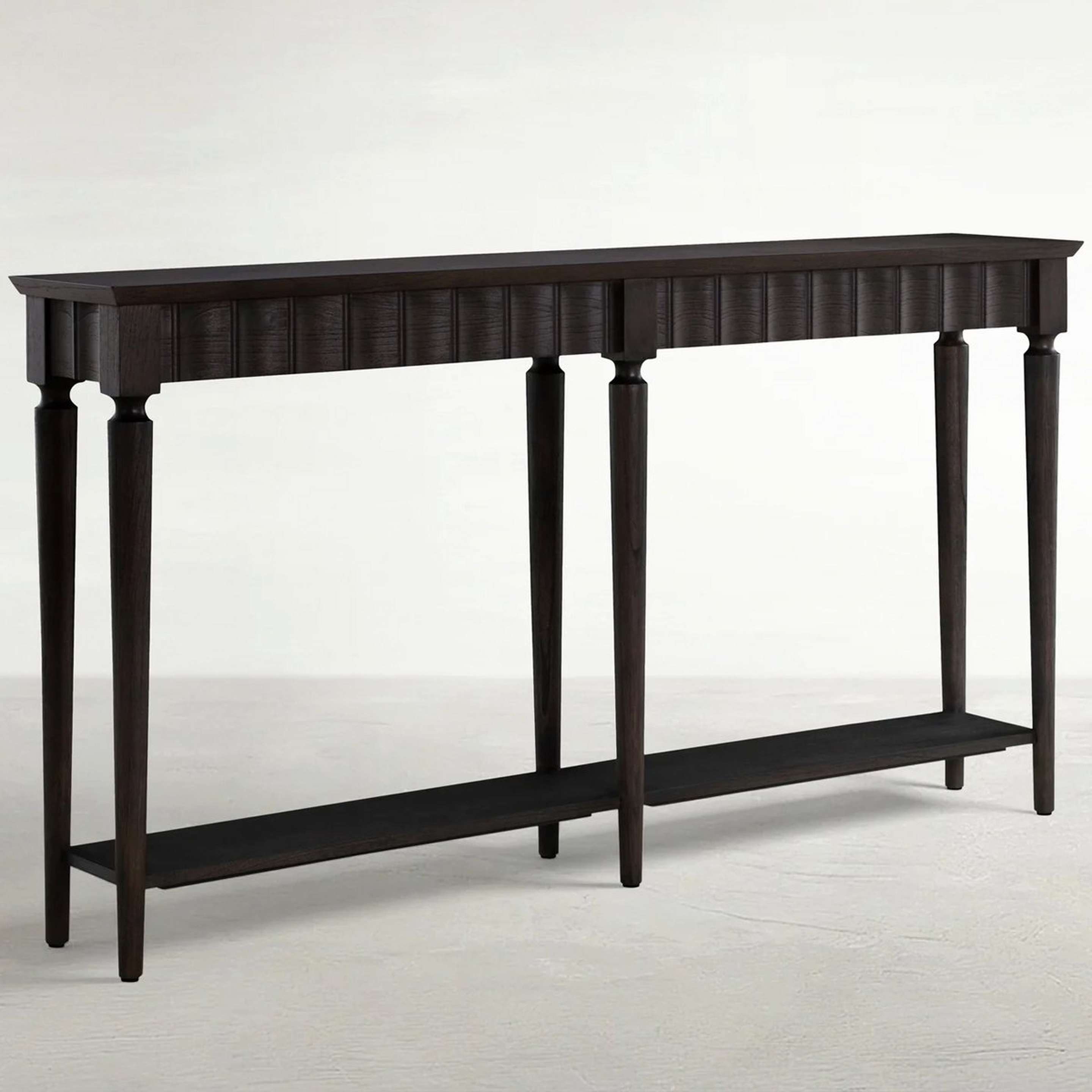 A Hermila Console Table with Dark Wood color