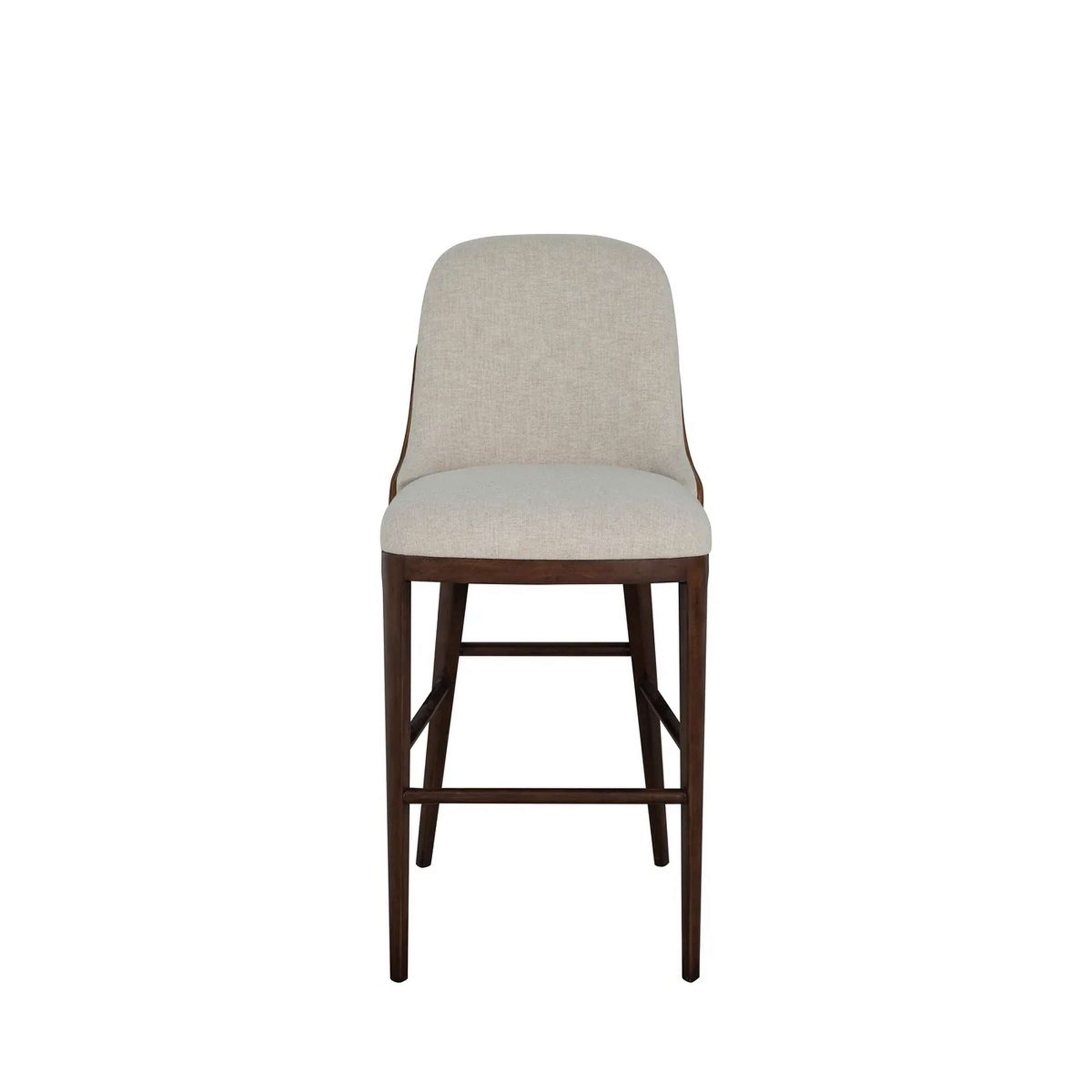 A Dhara Bar Stool with Beige / Dark Wood color