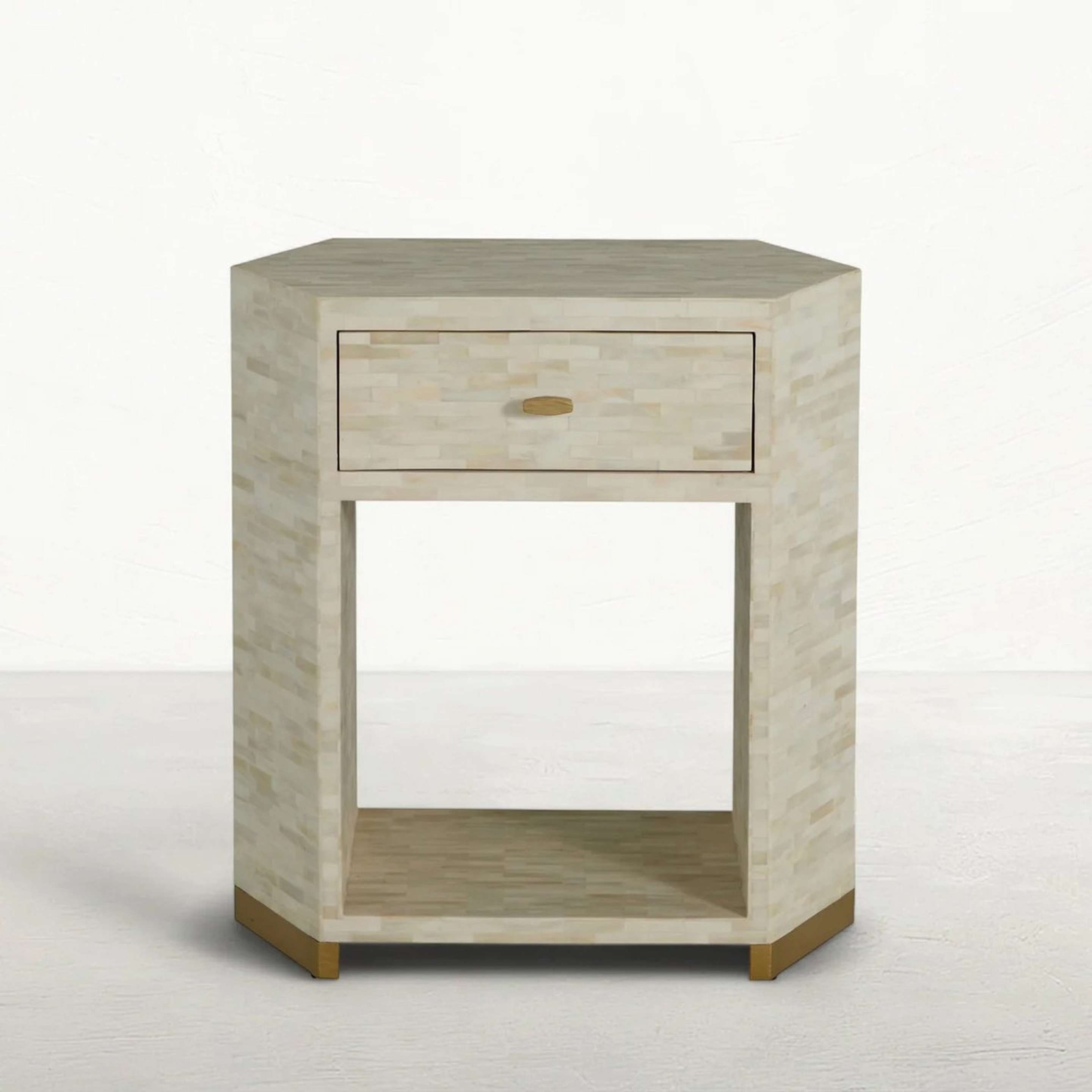 A Doris End Table with Natural Bone / Brass color