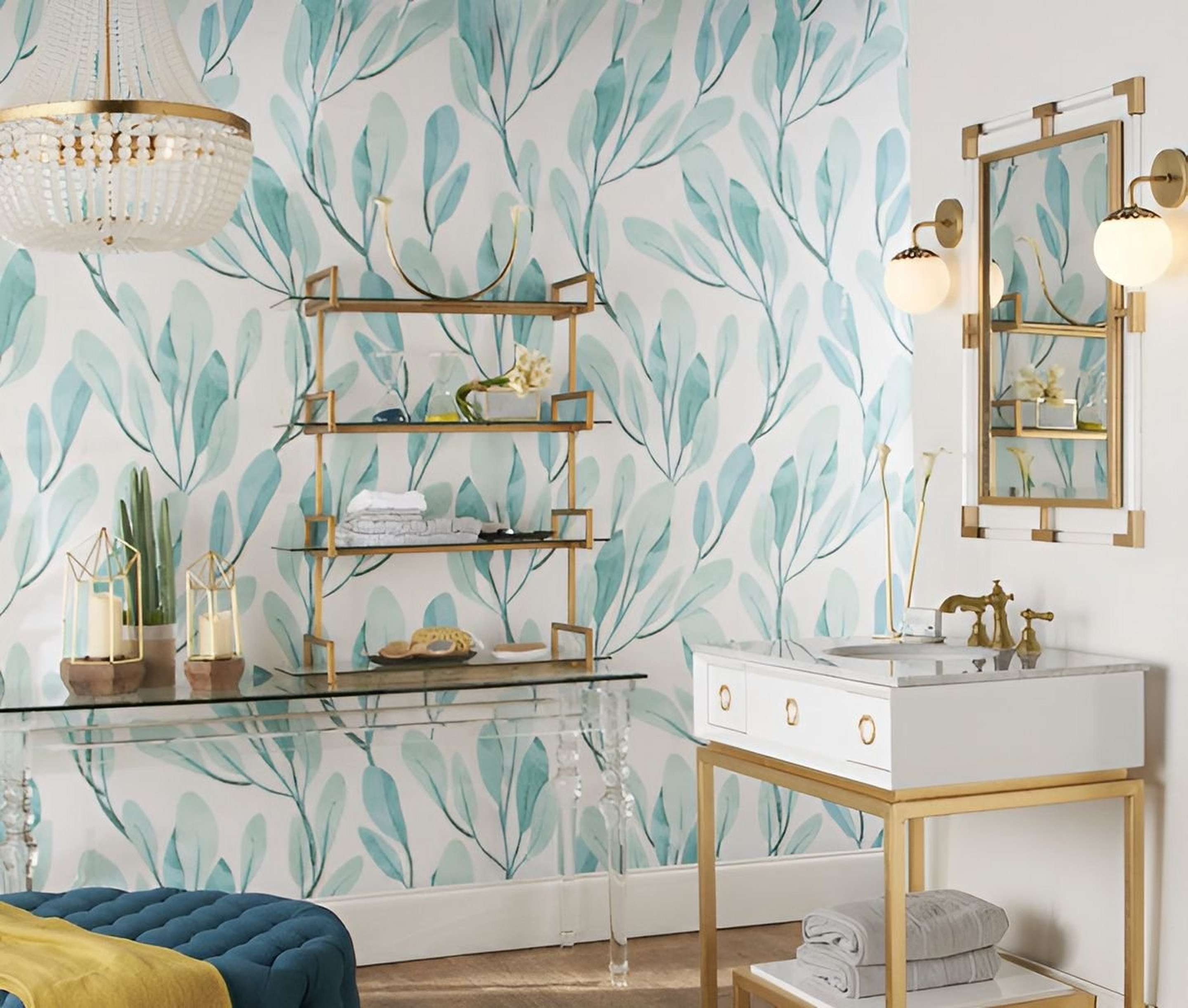 Sophisticated Sophie Chandelier in a Modern Glam Bathroom
