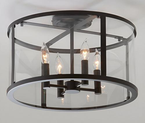 Modern Black Metal Ceiling Light Flush Mount Fixture with Curved