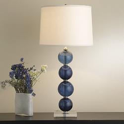 Glass Nautical Table Lamp with Linen Shade