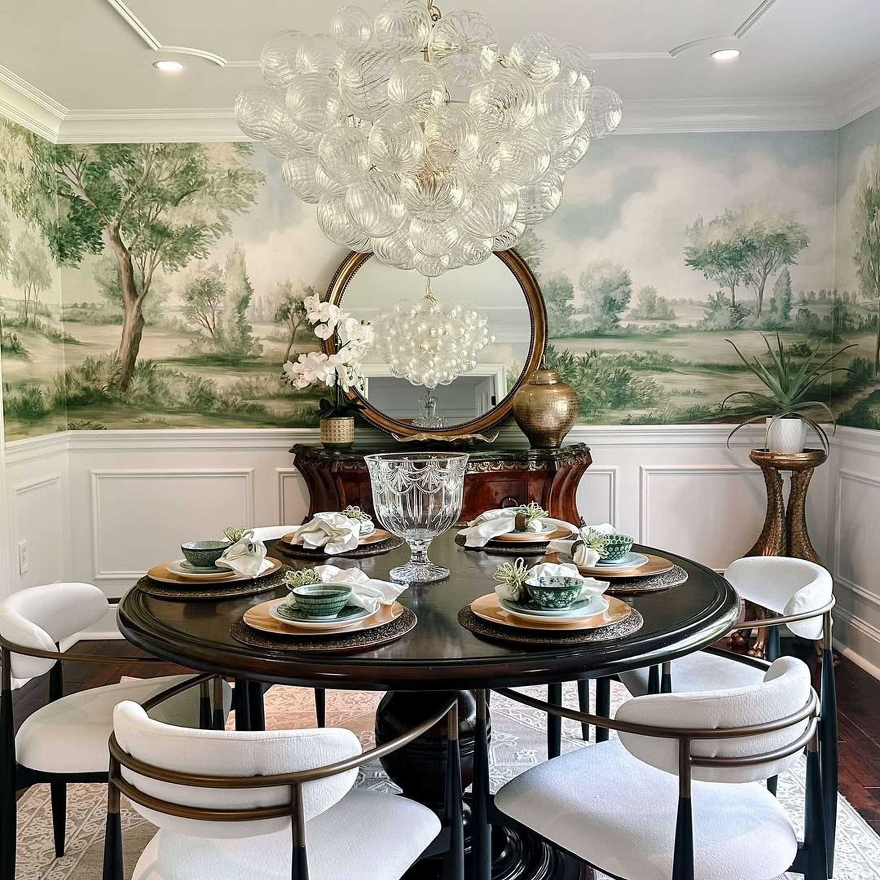 Large Amalia Chandelier in a dining room