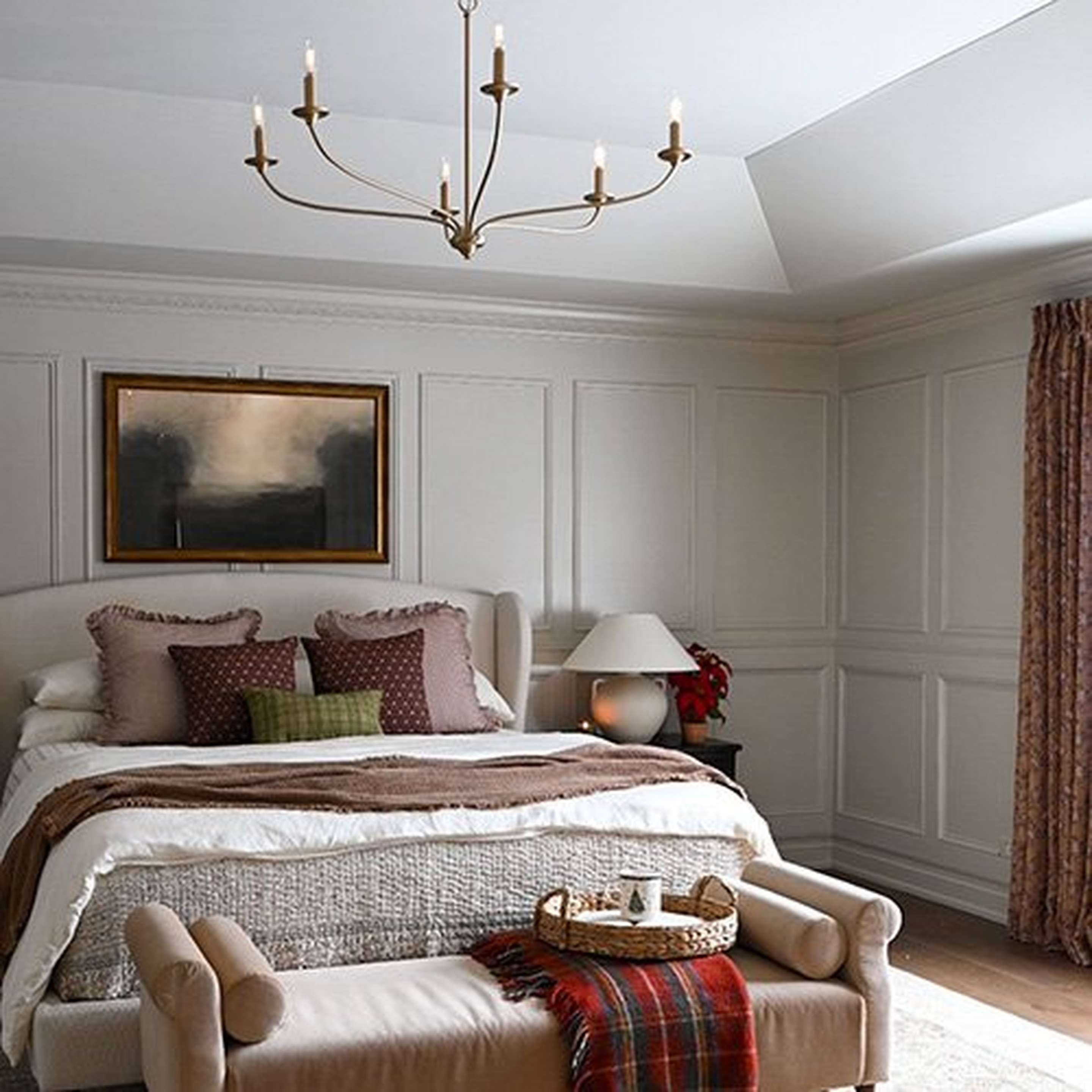 Matte Brass Alainey Chandelier in bedroom