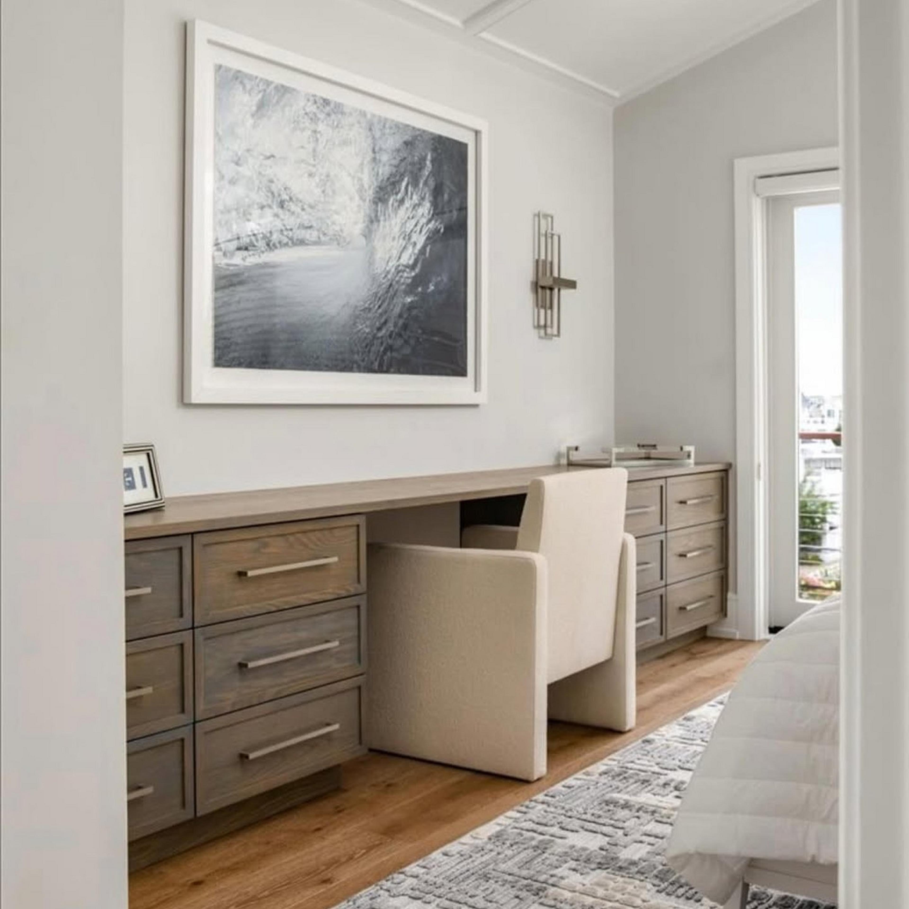 Modern Balance Beams LED Wall Sconce in a neutral bedroom