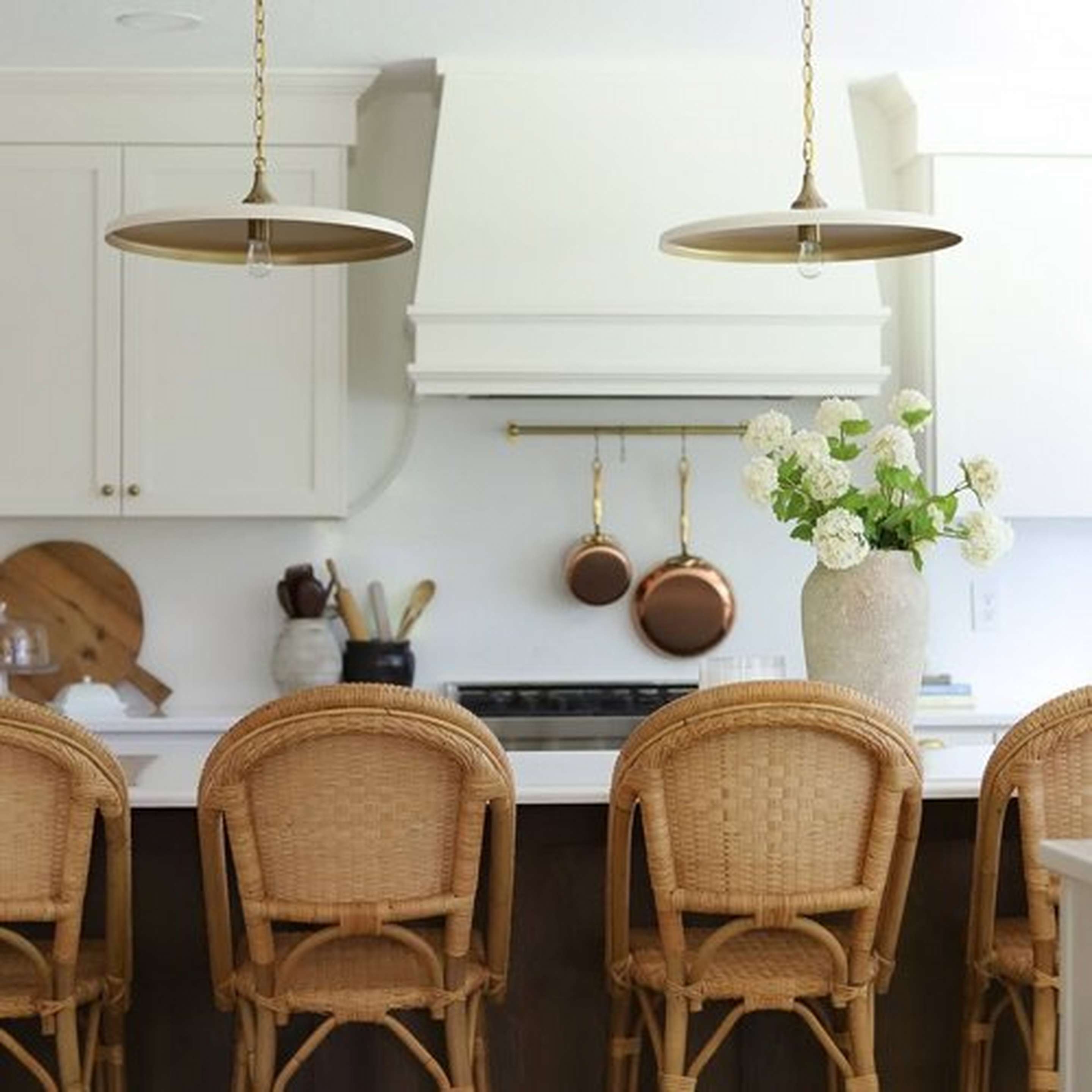 Chris Loves Julia Victor Pendants over a kitchen island
