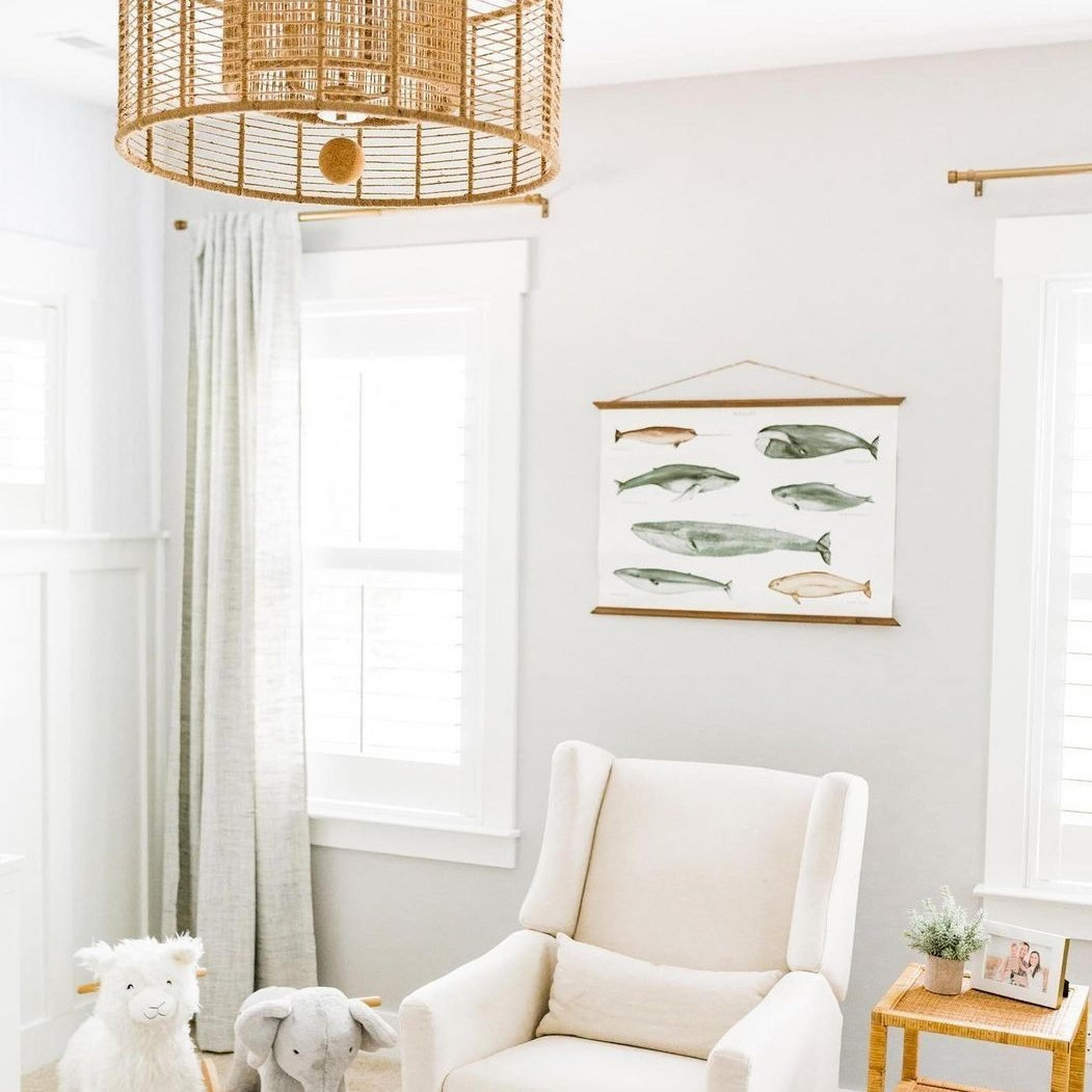Jute veil chandelier in neutral nursery