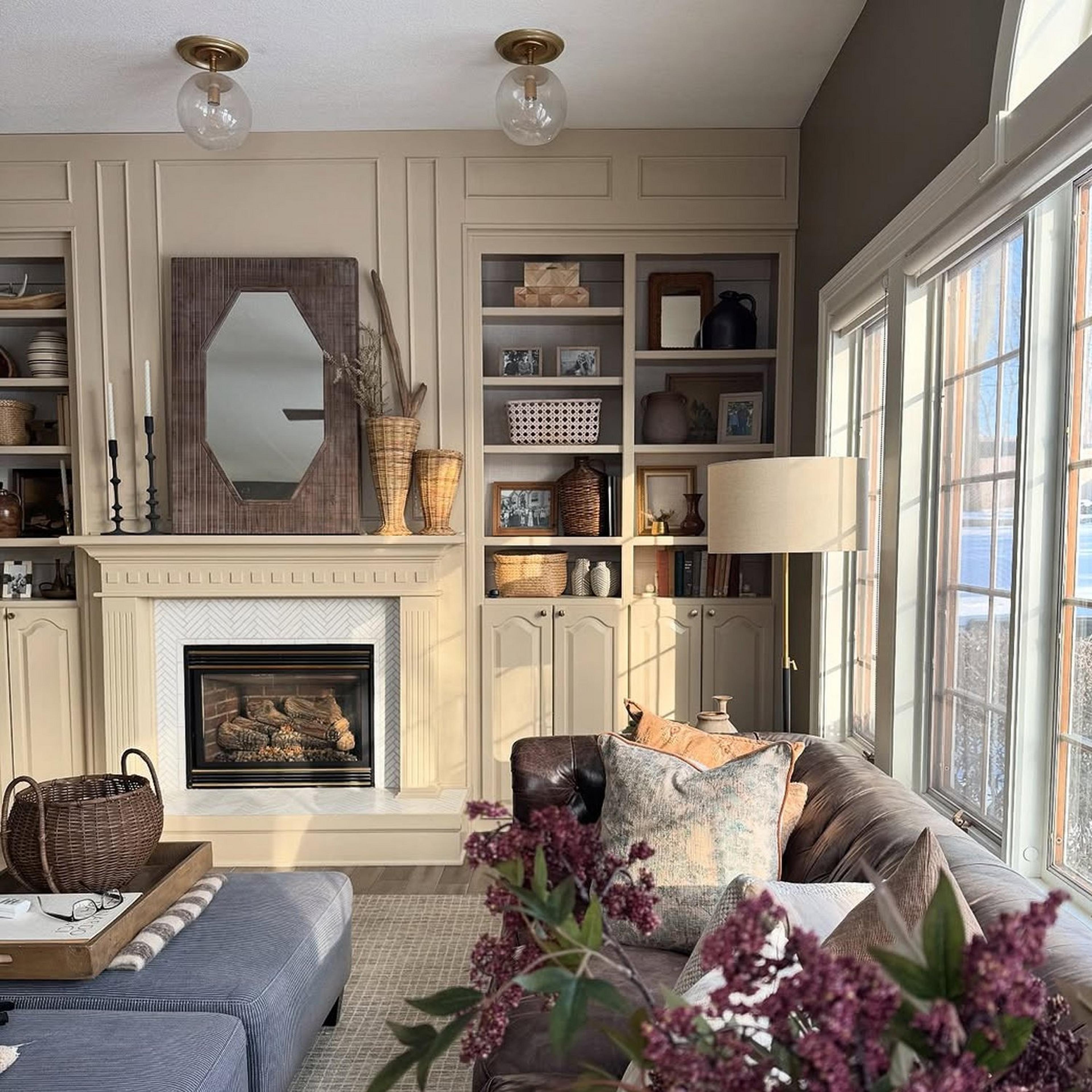 Two Drury Semi-Flush Ceiling Light in a bright living room