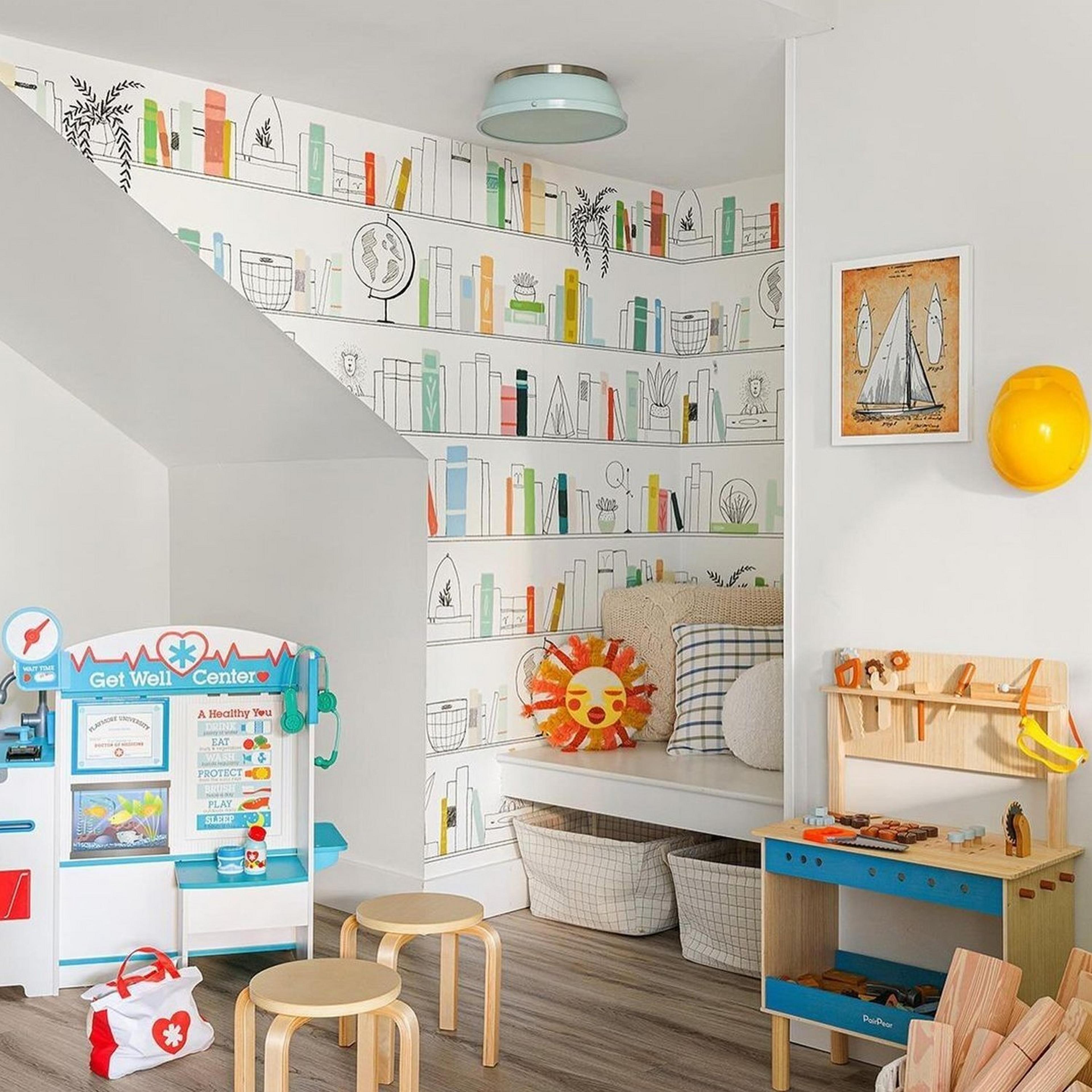 Classic Dome Enameled Ceiling Light in a playroom