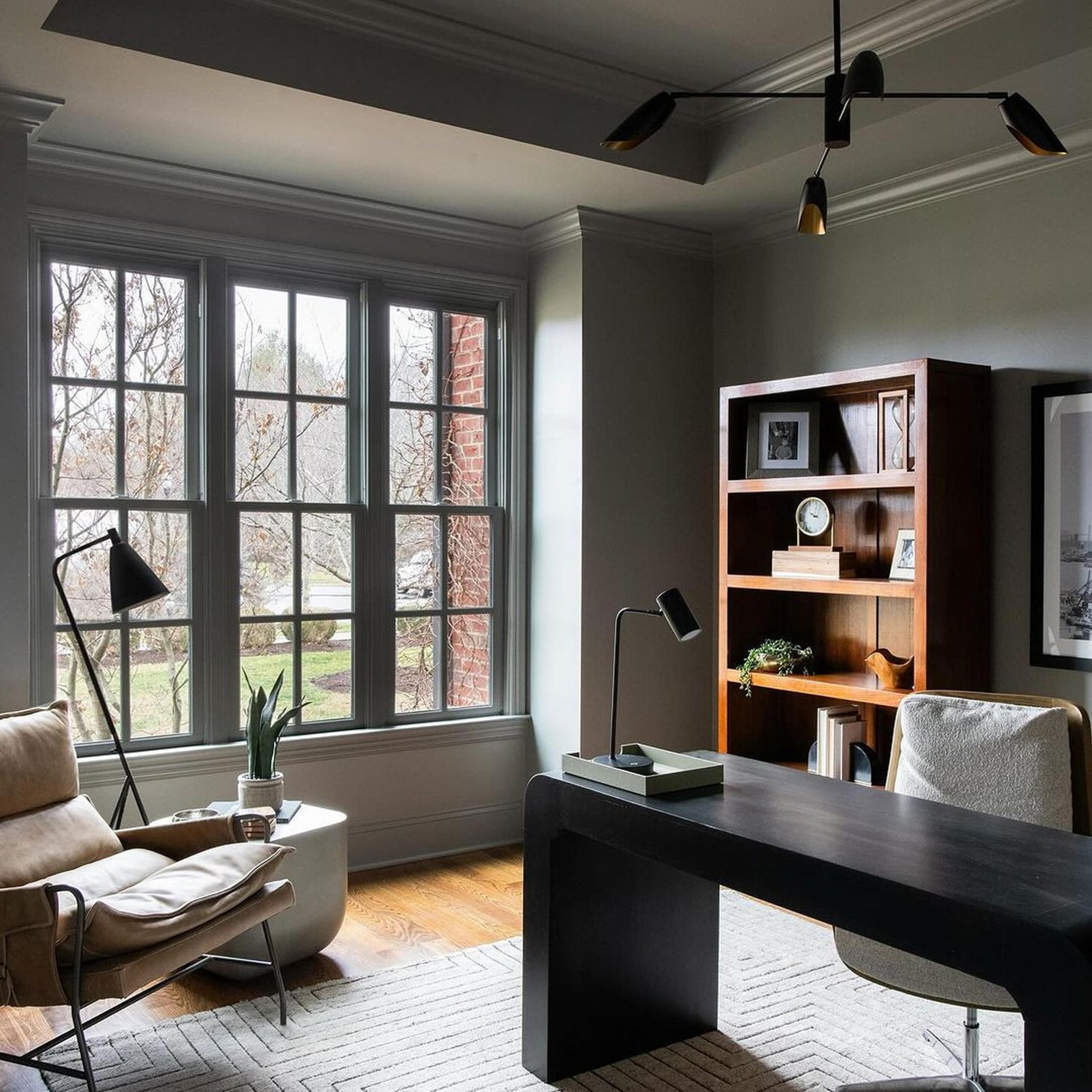 Pivoting Petals Two-Tier Chandelier in a modern home office