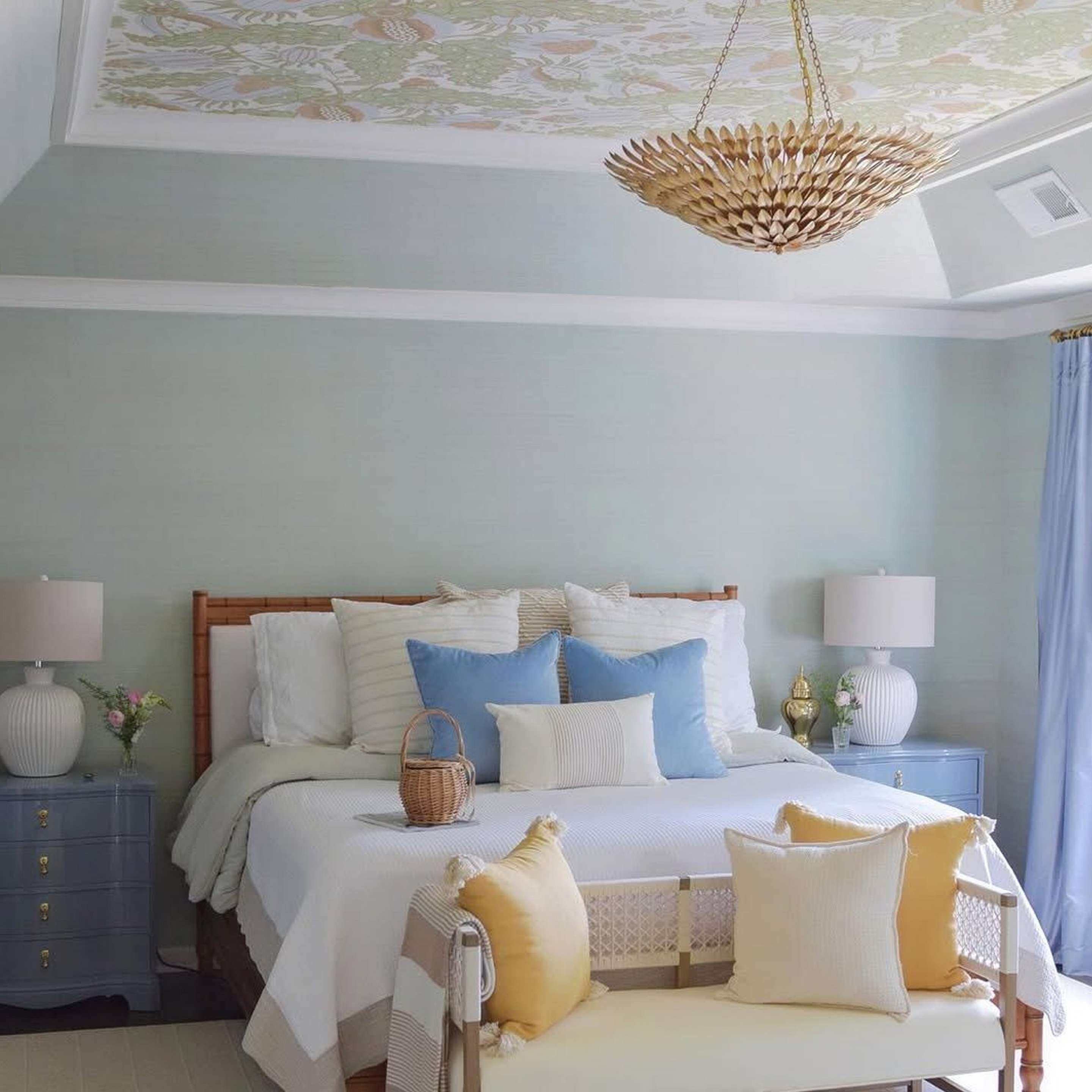 Olive Leaf Convertible Chandelier in a bedroom