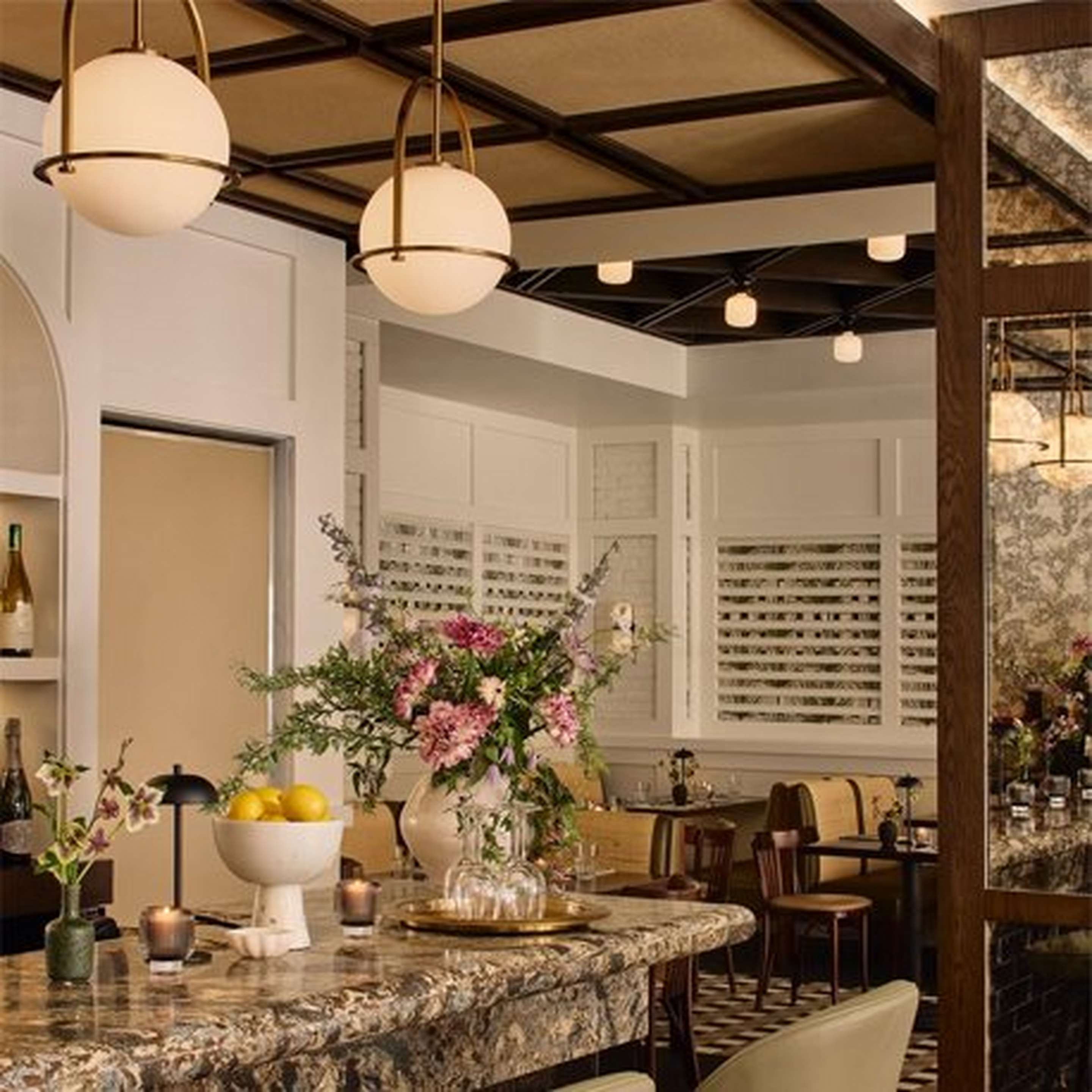 Brass Apogee Pendant in a New York restaurant 