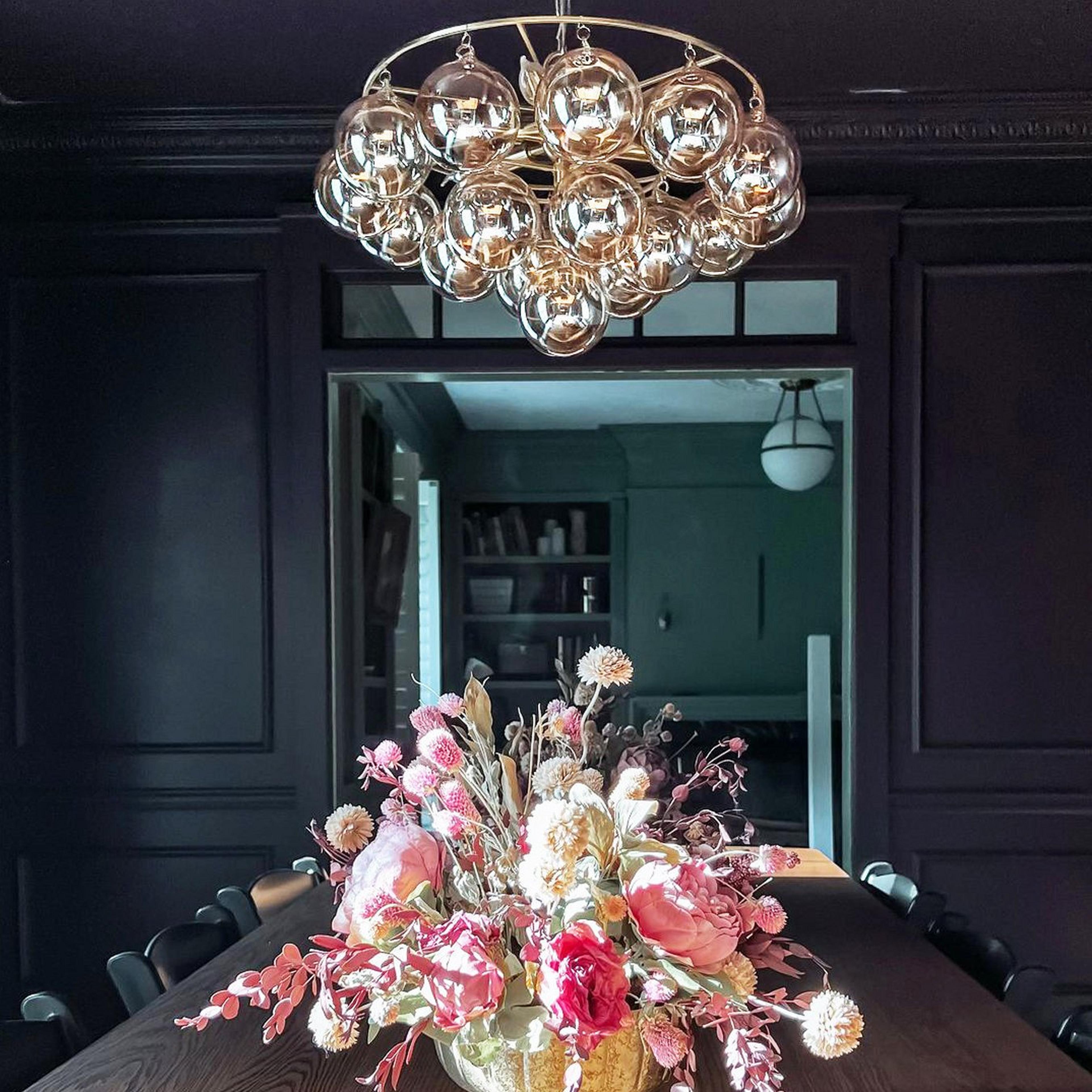 Aged brass and champagne glass Elodie chandelier