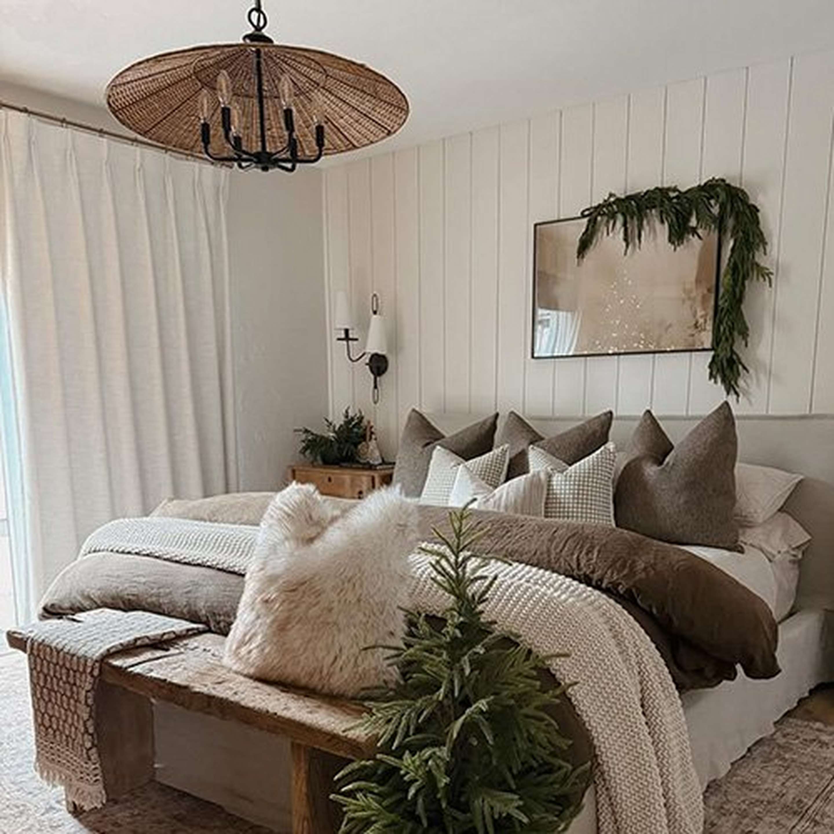 Black and Dark Rattan Shade Chandelier