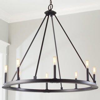 Metal & wood industrial farmhouse chandelier