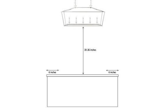 Open Frame Linear Island Chandelier in an open plan kitchen
