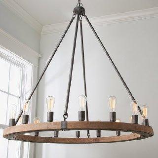 Metal & wood industrial farmhouse chandelier