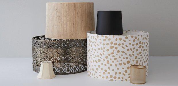 Group of black and gold lamp shades