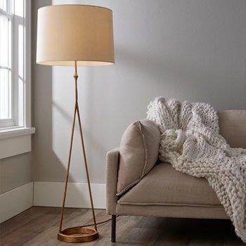 Aged gold leaf a-line floor lamp