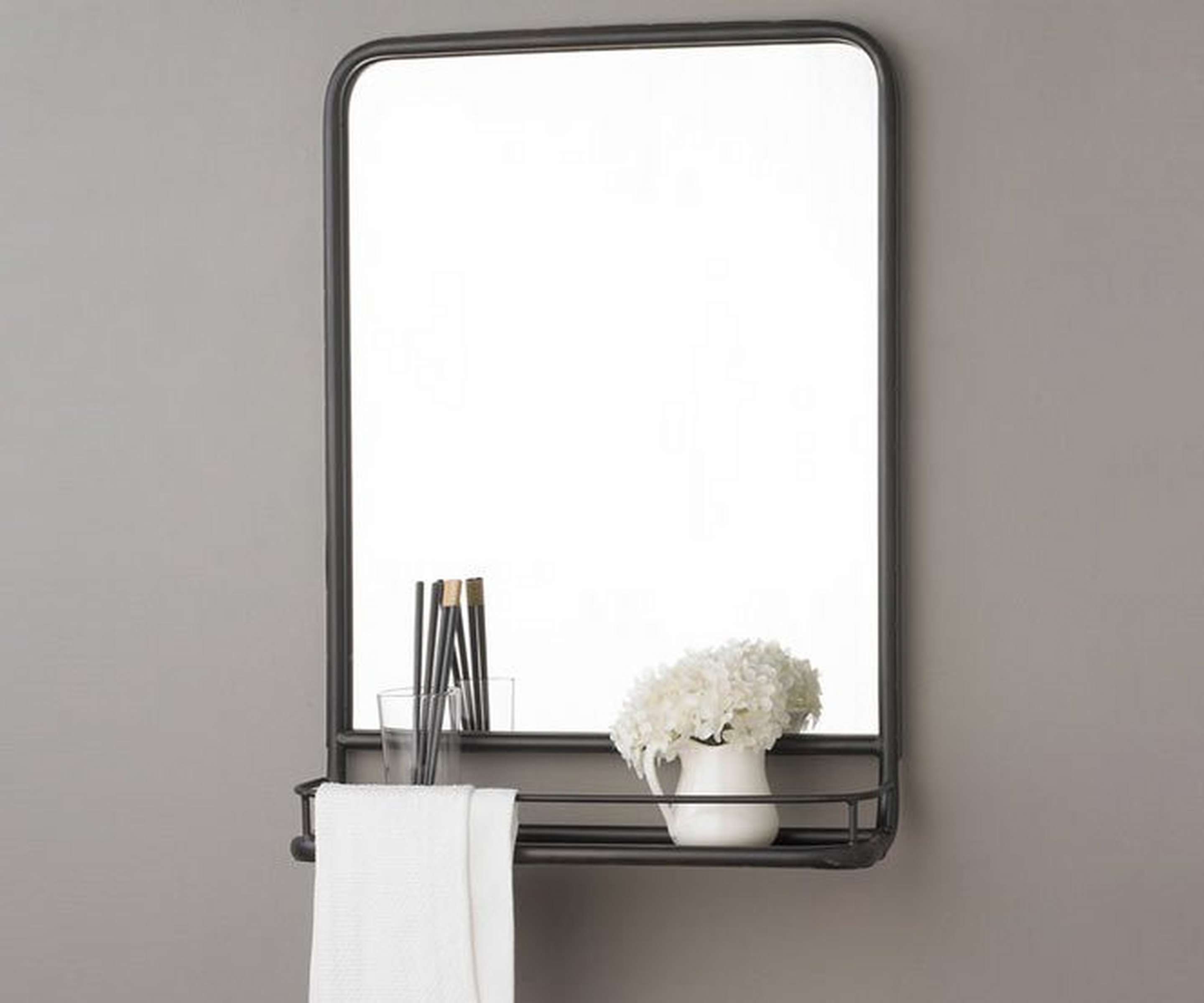 Metal Mirror with Shelf