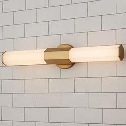 Small Aged Brass Contemporary Hexagon LED Vanity Light