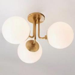 Satin Brass Minimalist Globe Semi-Flush Ceiling Light