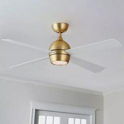 Brushed Brass Boreas LED Ceiling Fan with White Blades