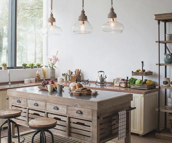 Rustic lighting over hot sale kitchen island