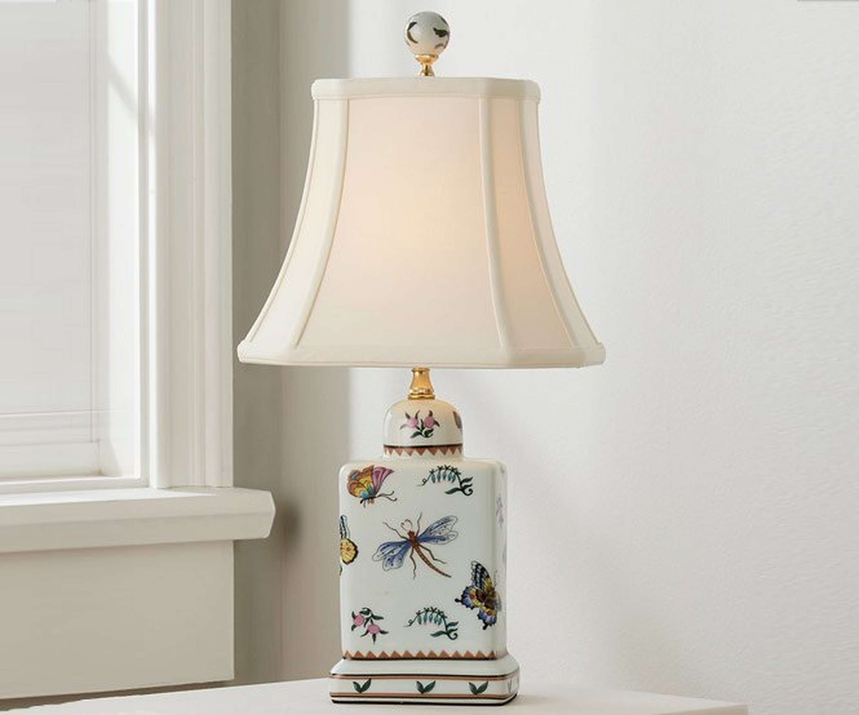 Oriental Butterfly and Dragonfly Porcelain Mini Lamp