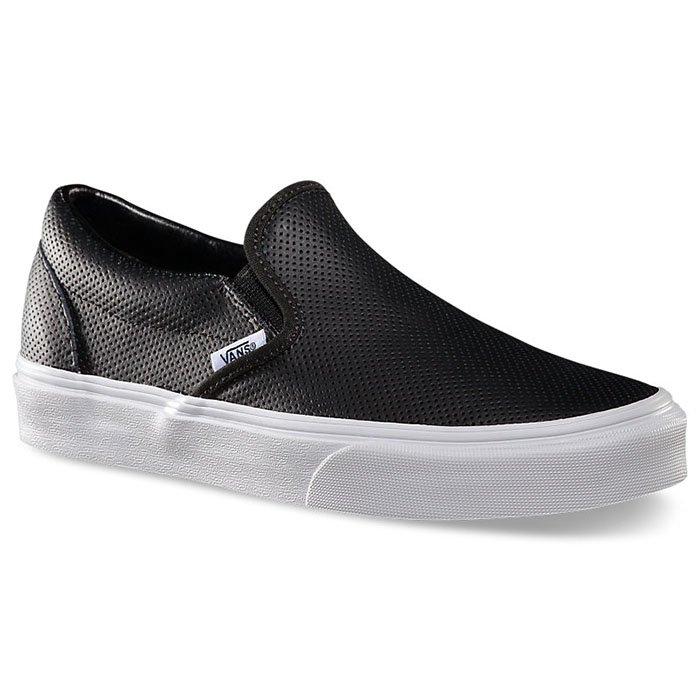 Black perforated vans slip ons hotsell