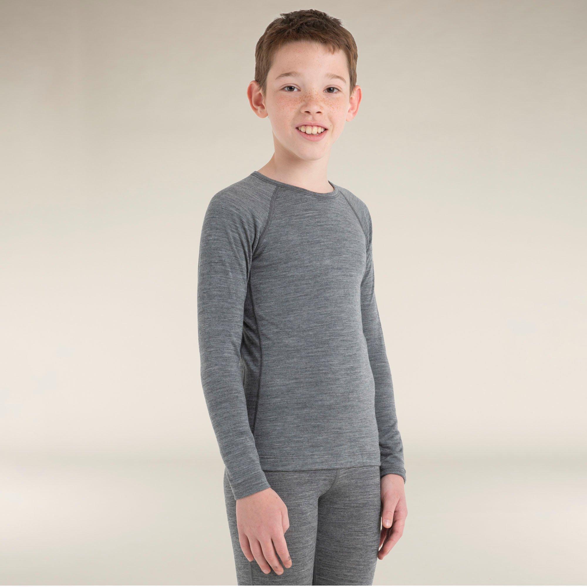 Icebreaker | Girl's Junior's Merino 200 Oasis Long Sleeve Crewe Top, Grey, Size 8