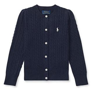 Girls' [5-6X] Cable Knit Cotton Cardigan