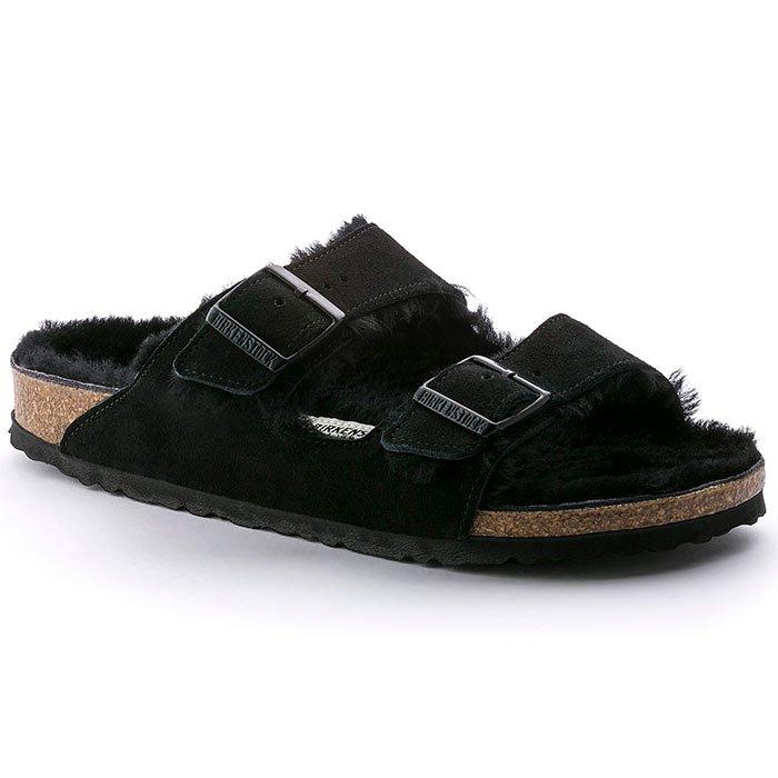 Birkenstock | Unisex Arizona Shearling Sandals, Black, Size 36