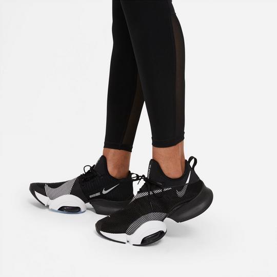 Nike training power leggings in black print with mesh panels best sale