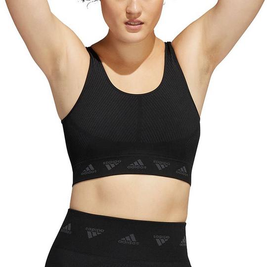 Adidas Aeroknit Light Support Bra Women s XS Black Grey Six