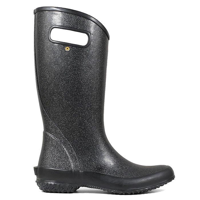 Black glitter rain boots best sale