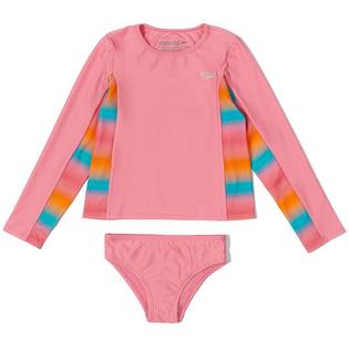 Speedo Maillot de bain deux pi&egrave;ces avec dermoprotecteur &agrave; manches longues pour filles [4-6]