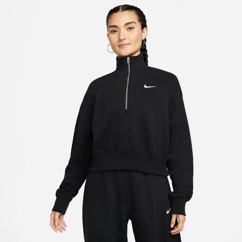Nike Chandail raccourci surdimensionn&eacute; &agrave; demi-glissi&egrave;re en molleton Sportswear Phoenix pour femmes