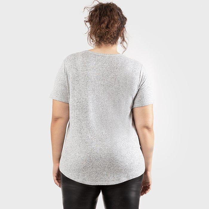 Women's Ribbed Side V-Neck T-Shirt (Plus Size)